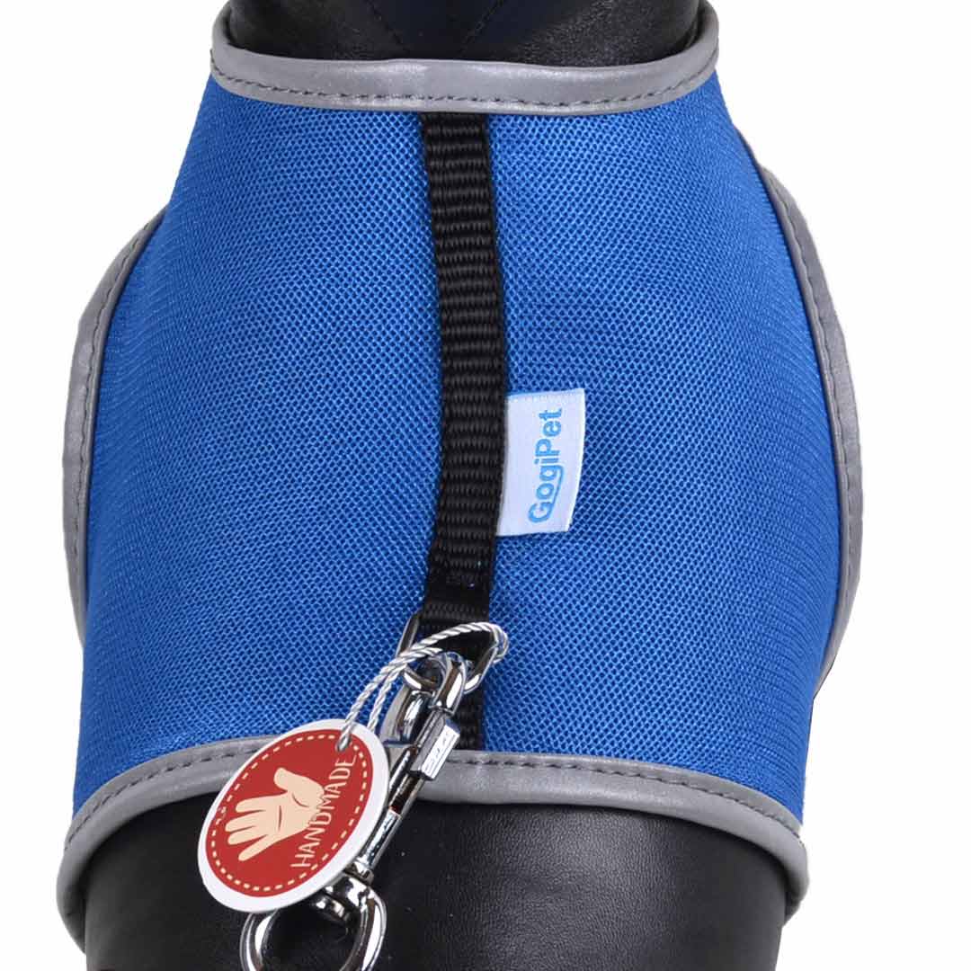 Comfortable soft breast harness for dogs and cats in blue Air fabric
