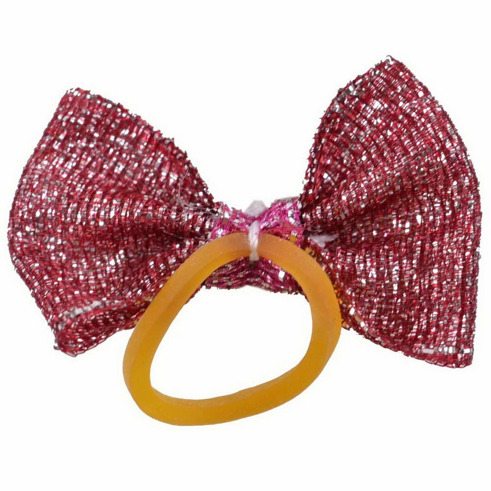 Dog hair bow rubberring dark red sparkling by GogiPet