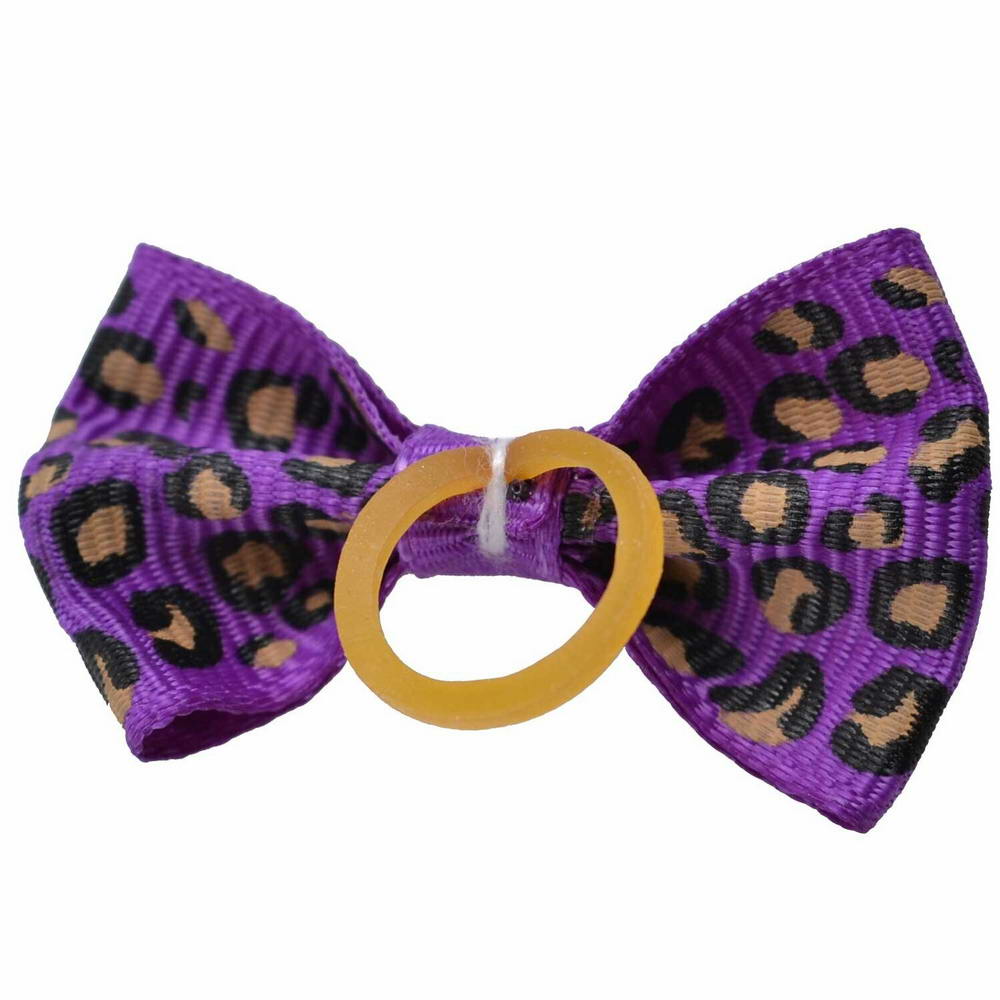 Dog bow with hairband Leo violet by GogiPet