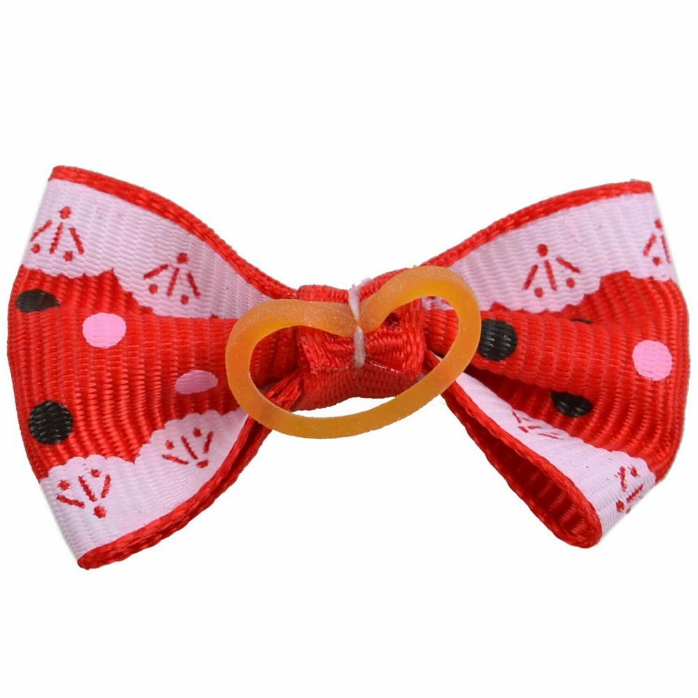 Handmade hair bow red with white spots by GogiPet