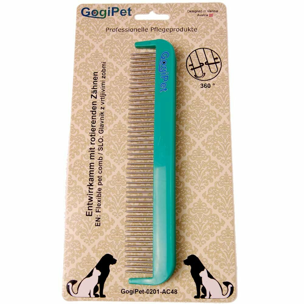 Original GogiPet untangling comb with rotary teeth as dog comb for the dog care and cat comb for the cat care 