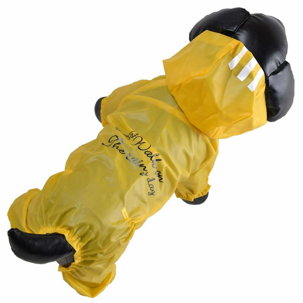 Modern yellow transparent raincoat for dogs
