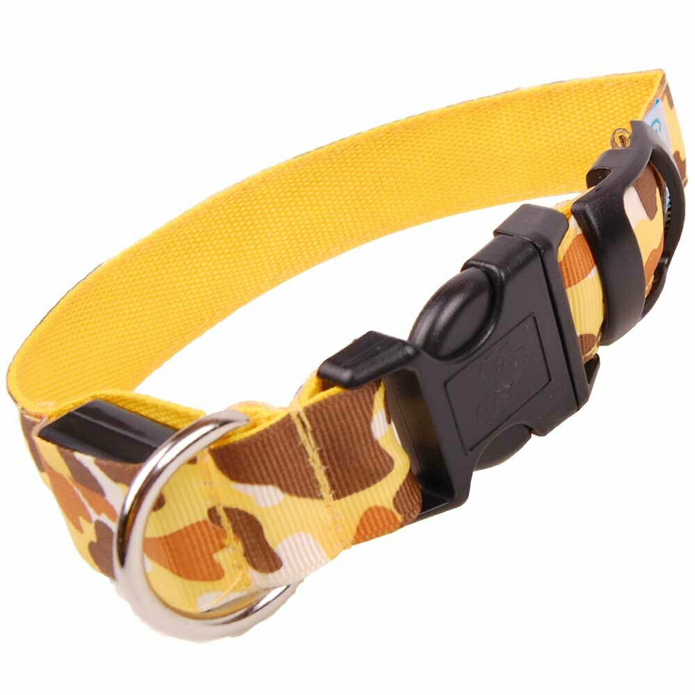 GogiPet ® glowing and flashing LED dog collar camouflage yellow XL adjustable
