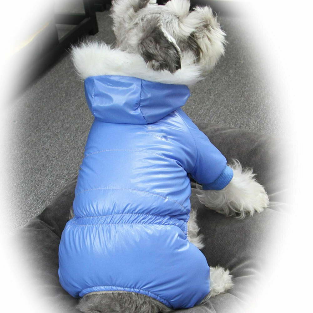Warm dog robe - blue dog snow suit