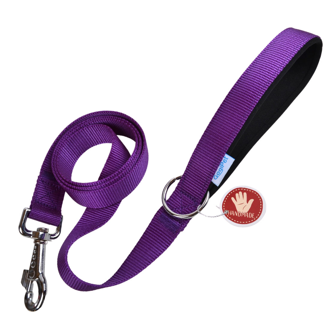 GogiPet® Premium comfort dog leashes purple with padded handle