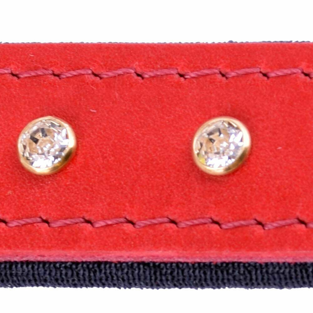 GogiPet® Swarovski leather dog collar red with soft padding