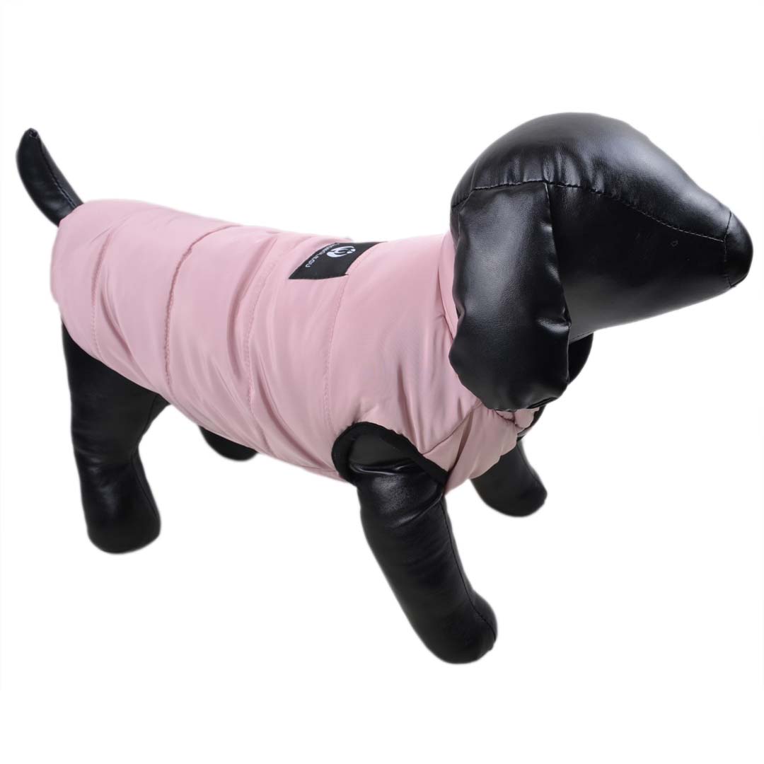 Pink Sleeveless Dog Parka with Fluffy Warm Lining