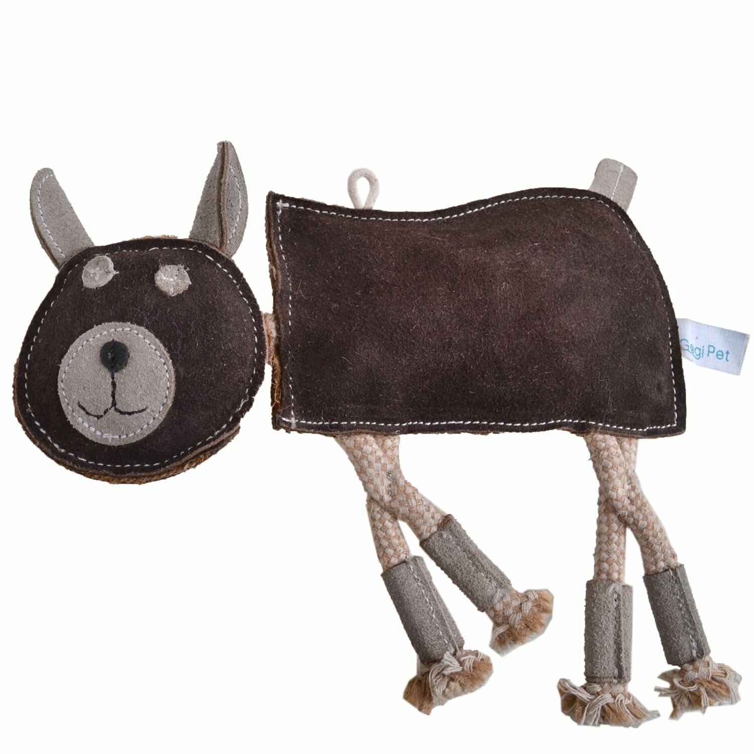 Dog toy made of leather GogiPet ® Naturetoy dog toy brown cow
