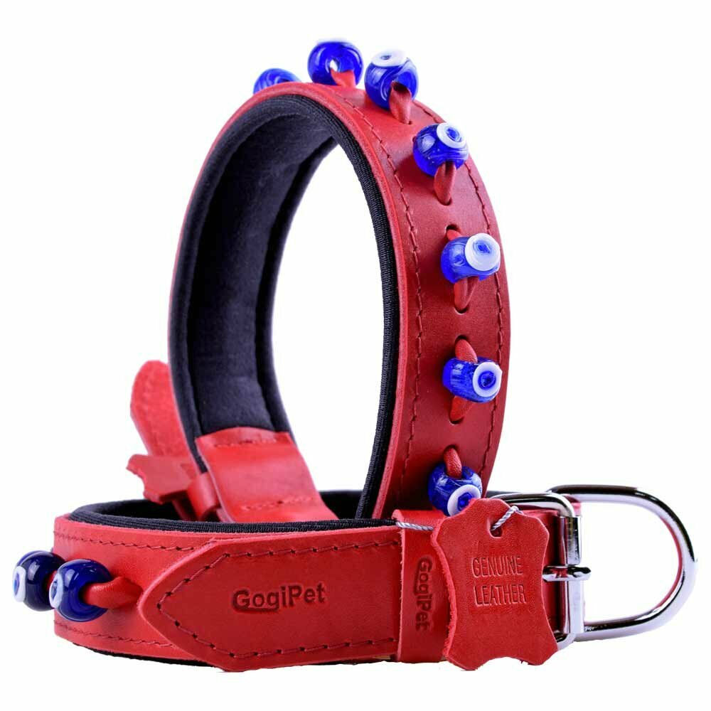 GogiPet® Nazar eye dog collar red with 60 cm