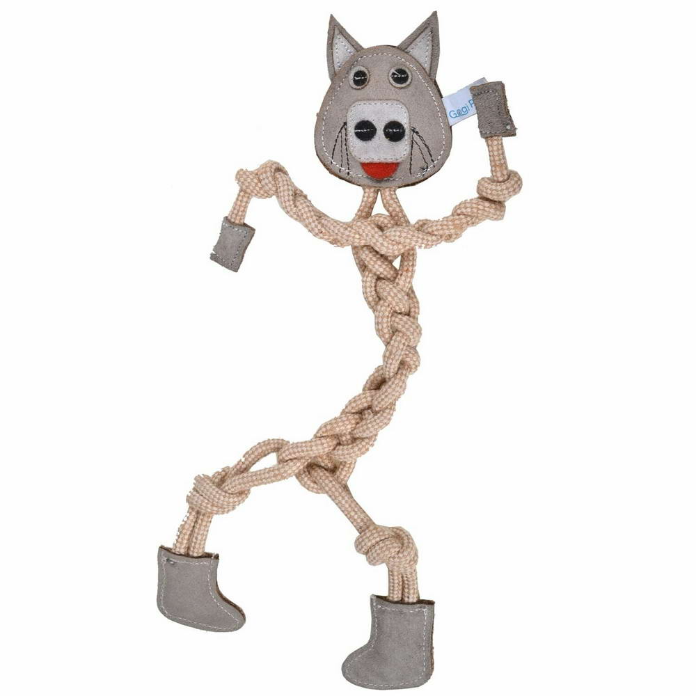 Bad wolf dog toy made of raw fibres