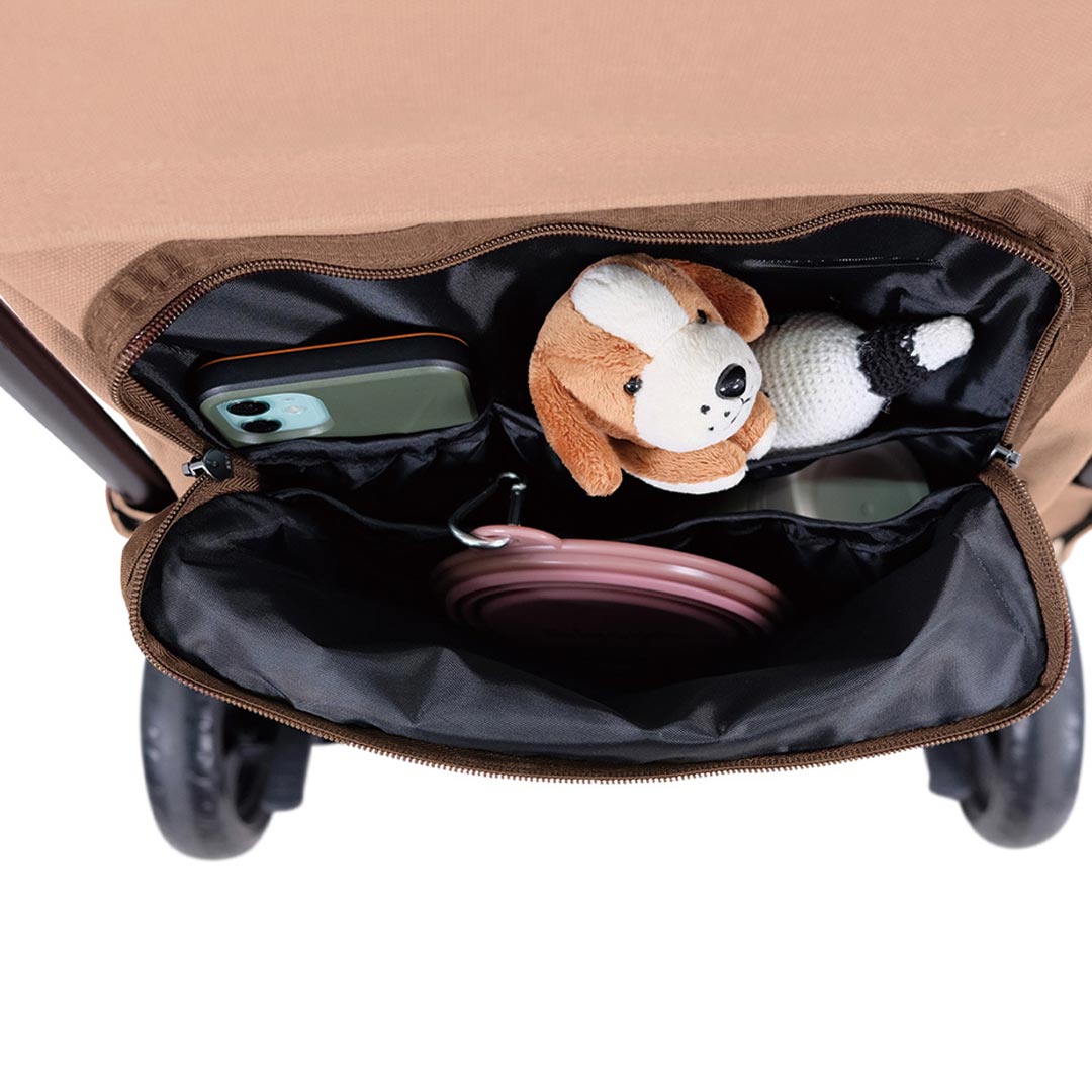Dog buggy with storage compartment for your belongings