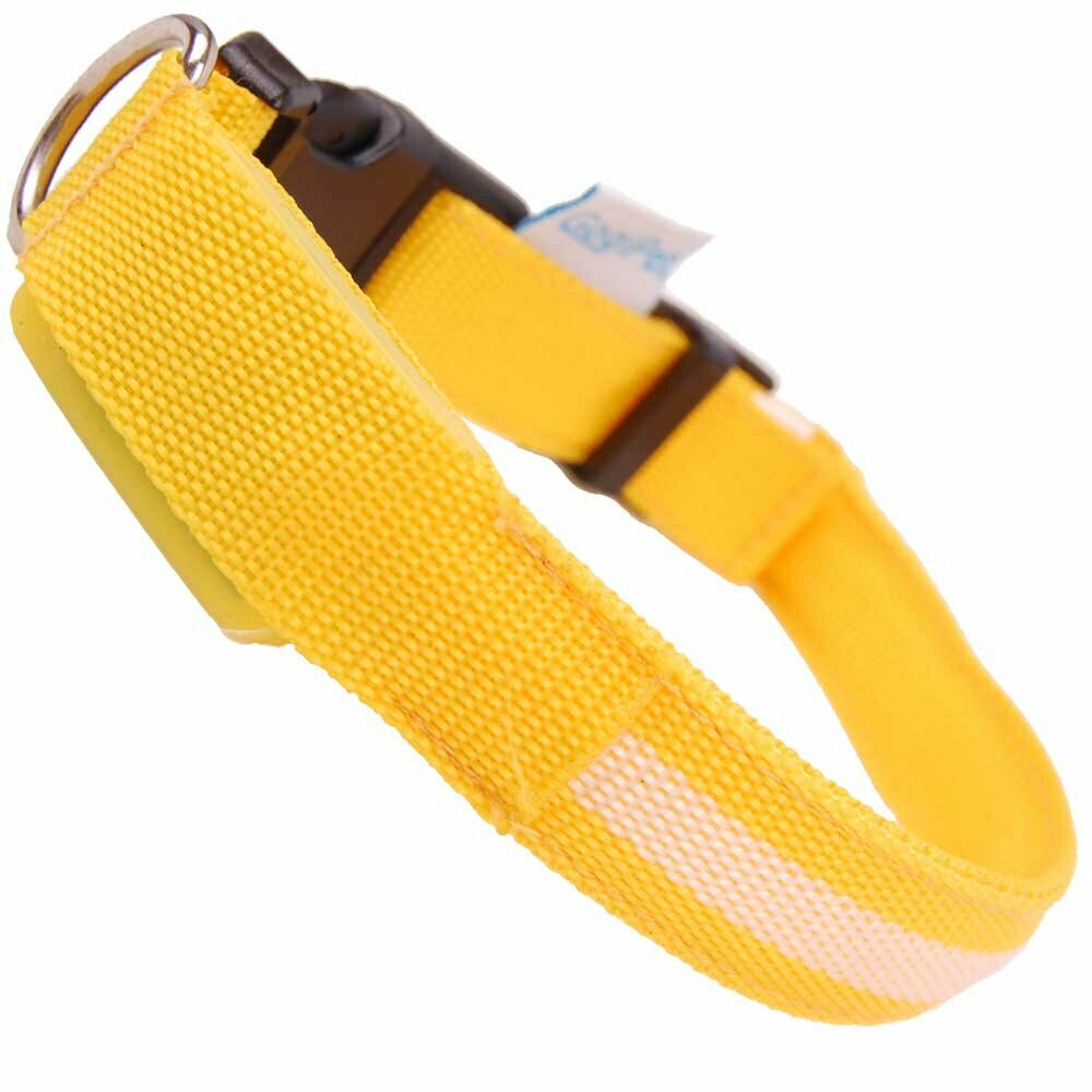 GogiPet ® Slim Line flashing dog collar Yellow L