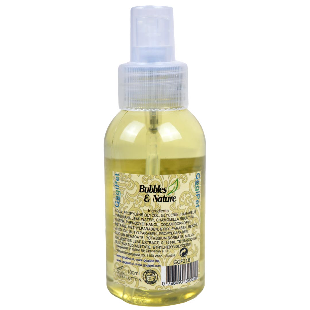 Eye care for dogs and cats by GogiPet Bubbles & Nature - against brown spots between and around the eyes.