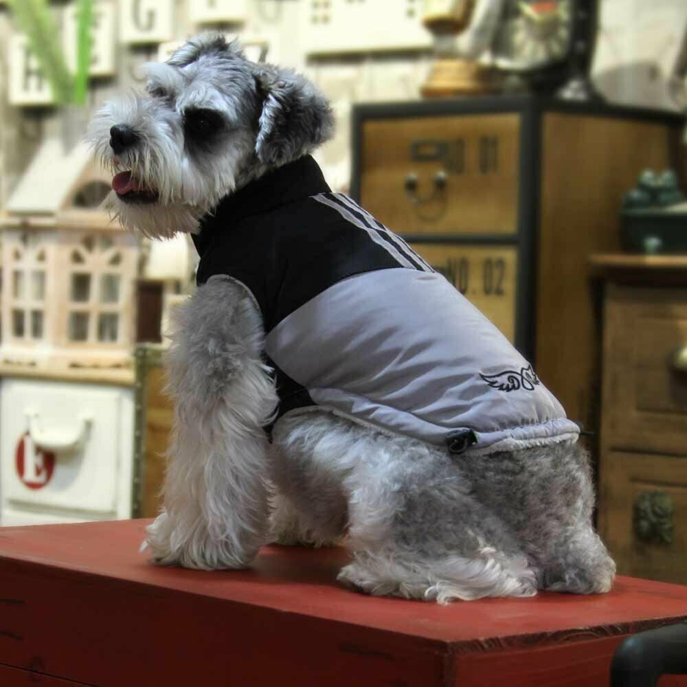 Warm dog clothes - black gray dog anorak
