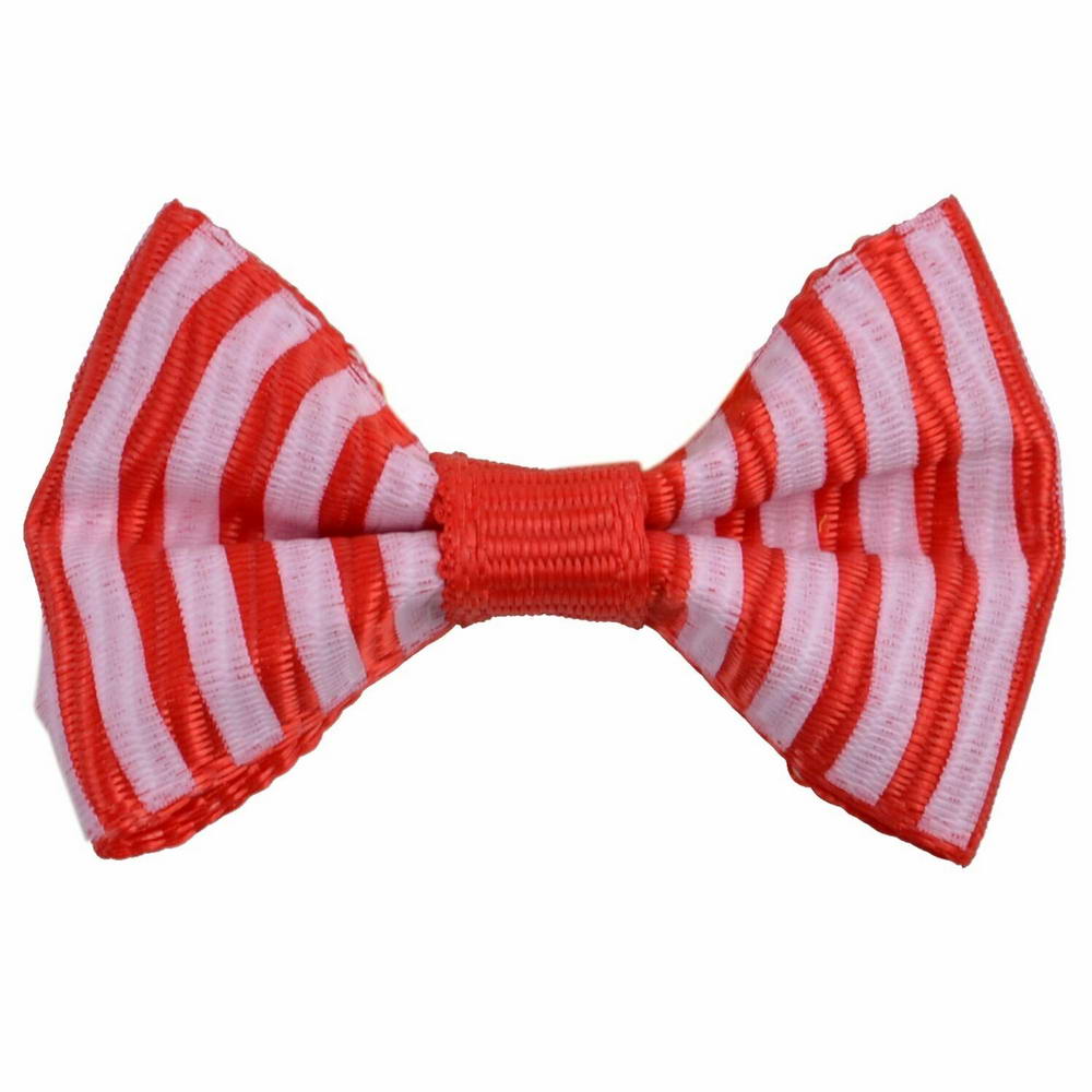 Handmade dog bow Mario red and white striped by GogiPet
