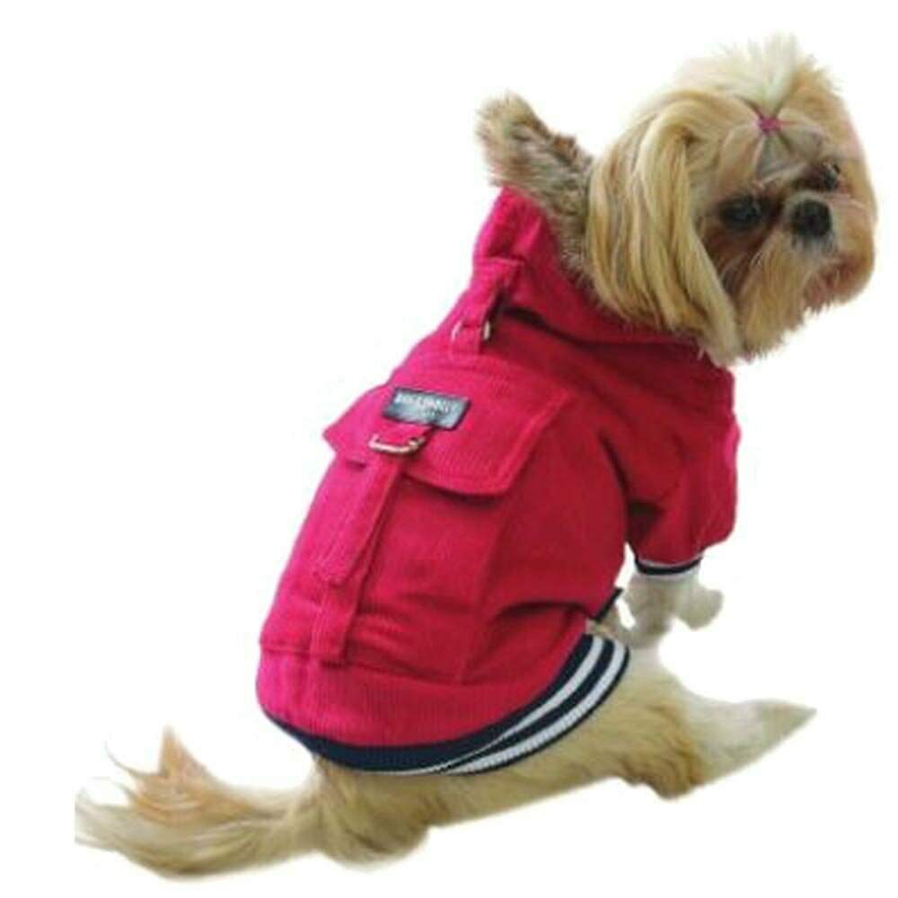 Warm dog jacket red corduroy well fed
