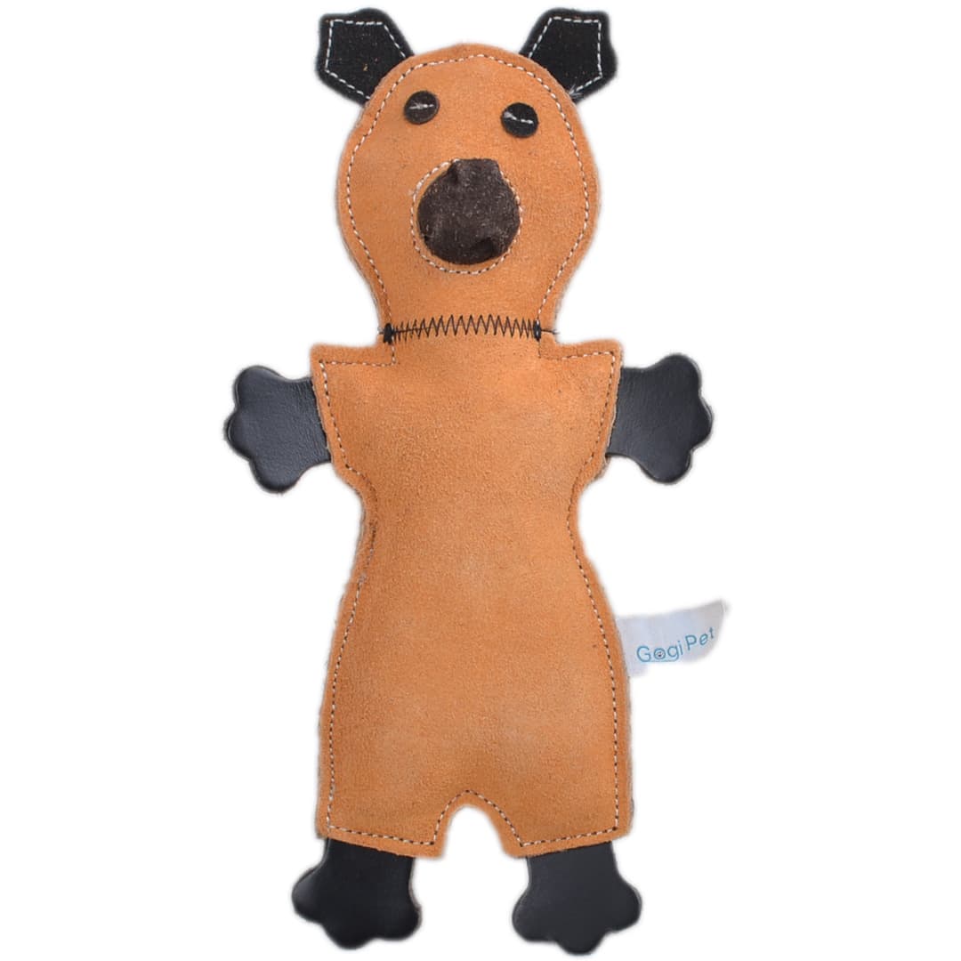 Dog toy made of leather GogiPet ® Naturetoy dog toy light brown Opossum