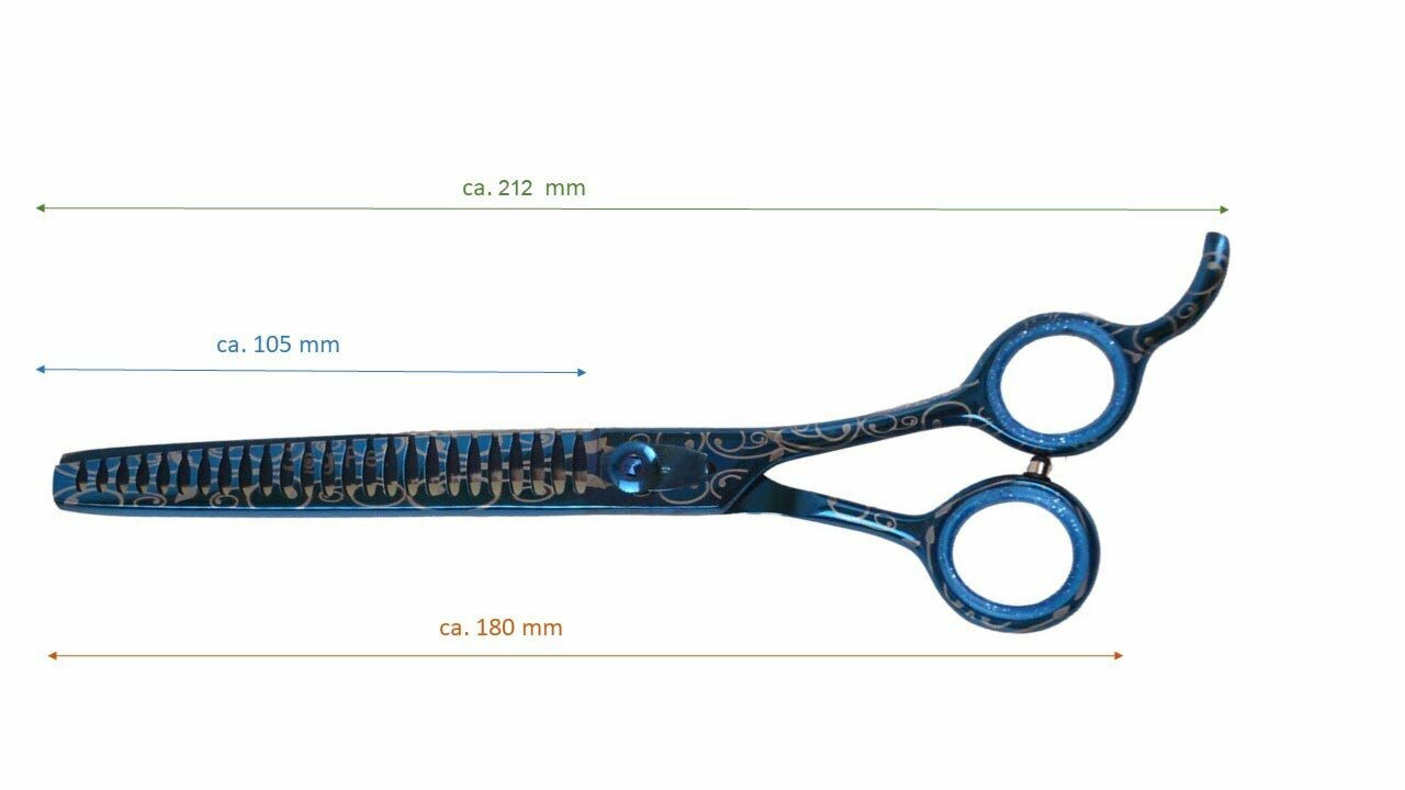 Pet scissors dimensions GogiPet blending scissors Titanium blue