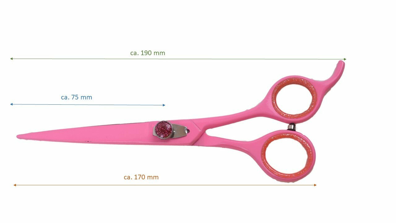Dog scissor dimensions - pink GogiPet hair scissors