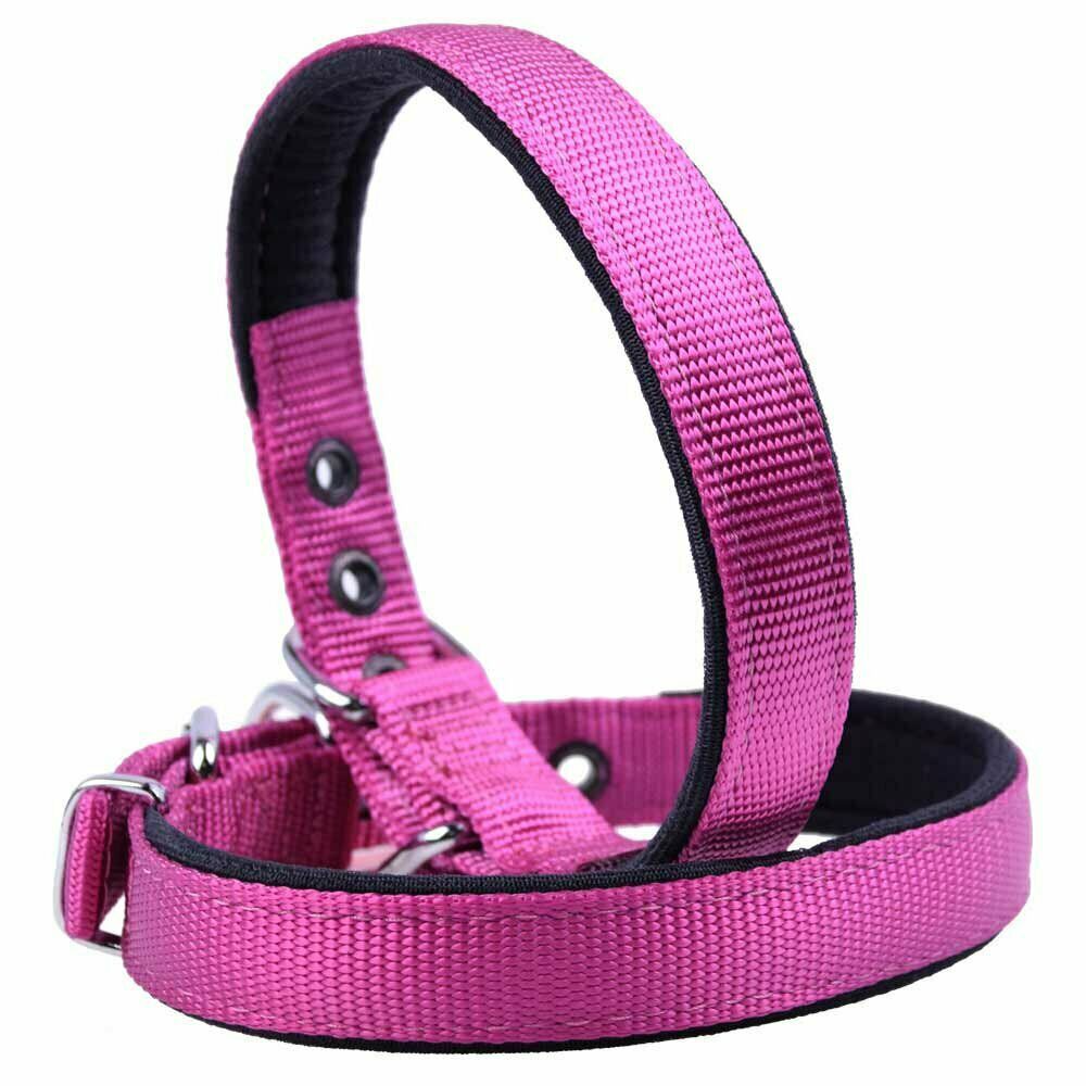 Padded GogiPet® comfort textile dog collar purple