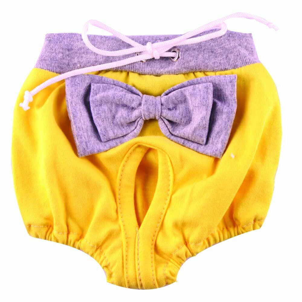 Dog sanitary panty yellow with bow