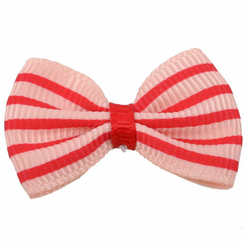 Handmade dog bow orange with red stripes by GogiPet