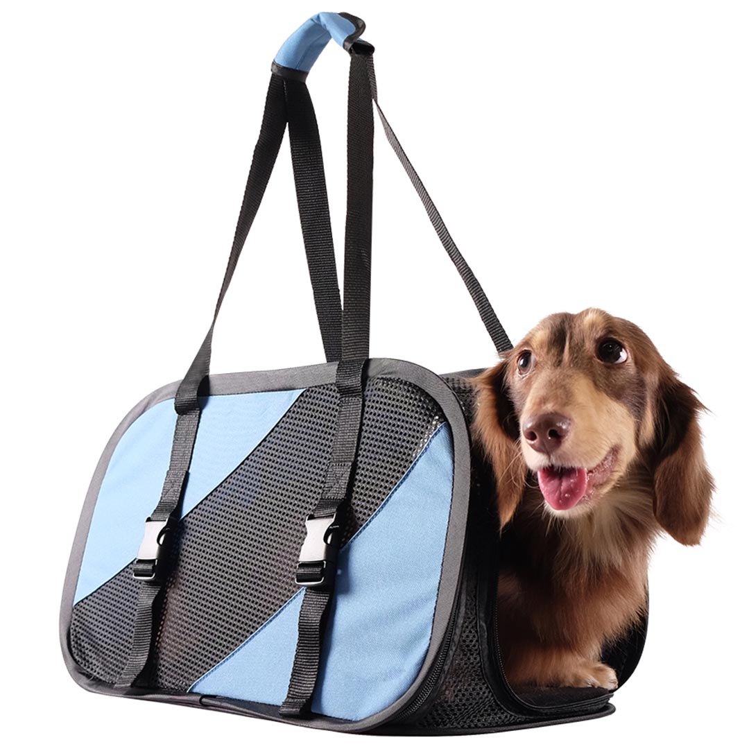 Comfortable dog carrier with comfortable handle