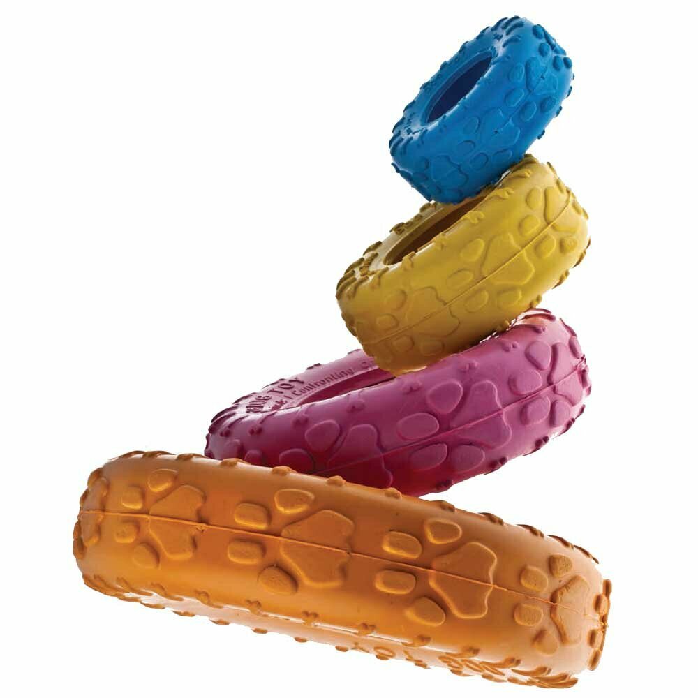 Robust dog toy - non-toxic car tires in miniature version as a dog toy