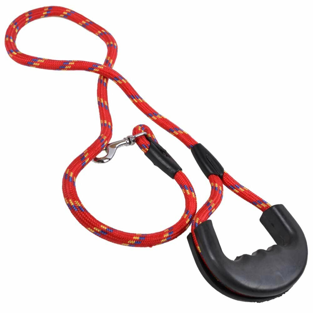 Durable dog leash with rubber grip red