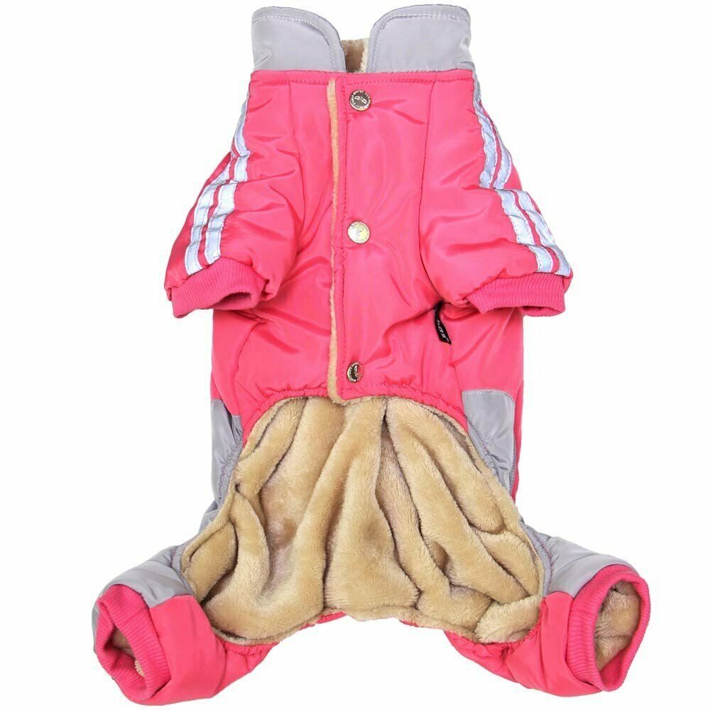 Warmly lined dog coat pink