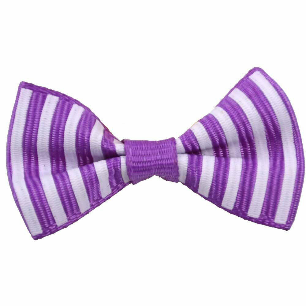 Handmade dog bow Mario purple and white striped by GogiPet