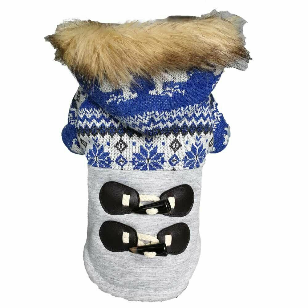 Coat for dogs with Norwegian pattern blue - extra warm dog clothes