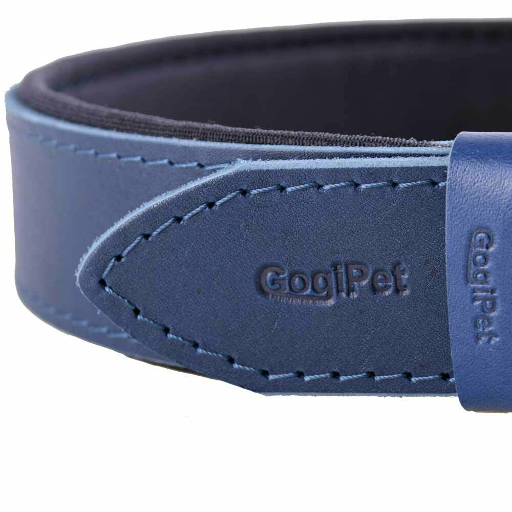 Comfort leather dog collar blue with 70 cm