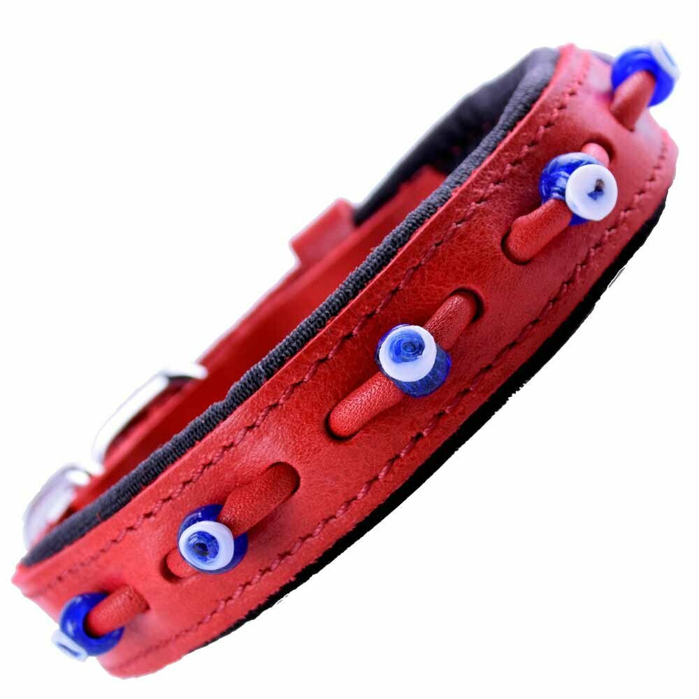 Red leather dog collar with magic eyes