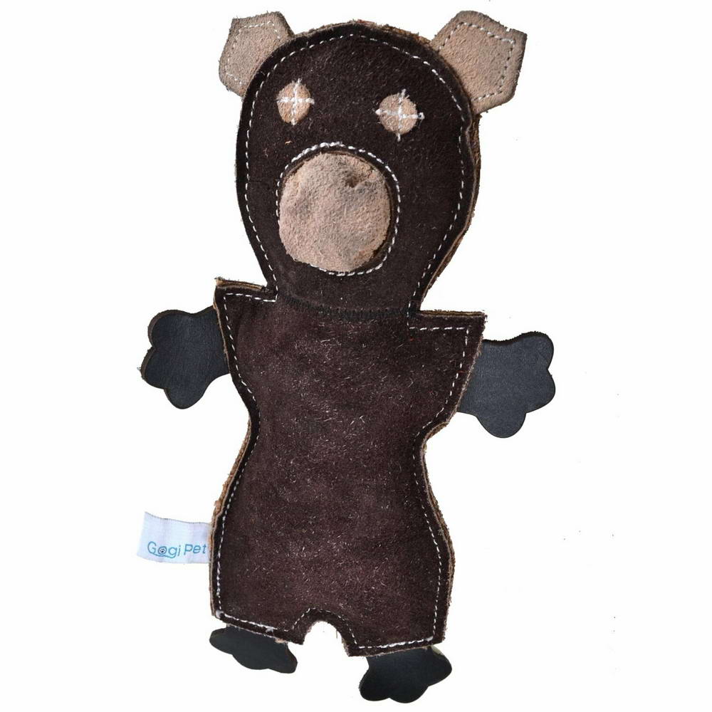 GogiPet ® dog toy - Dark Brown Opossum made of genuine leather