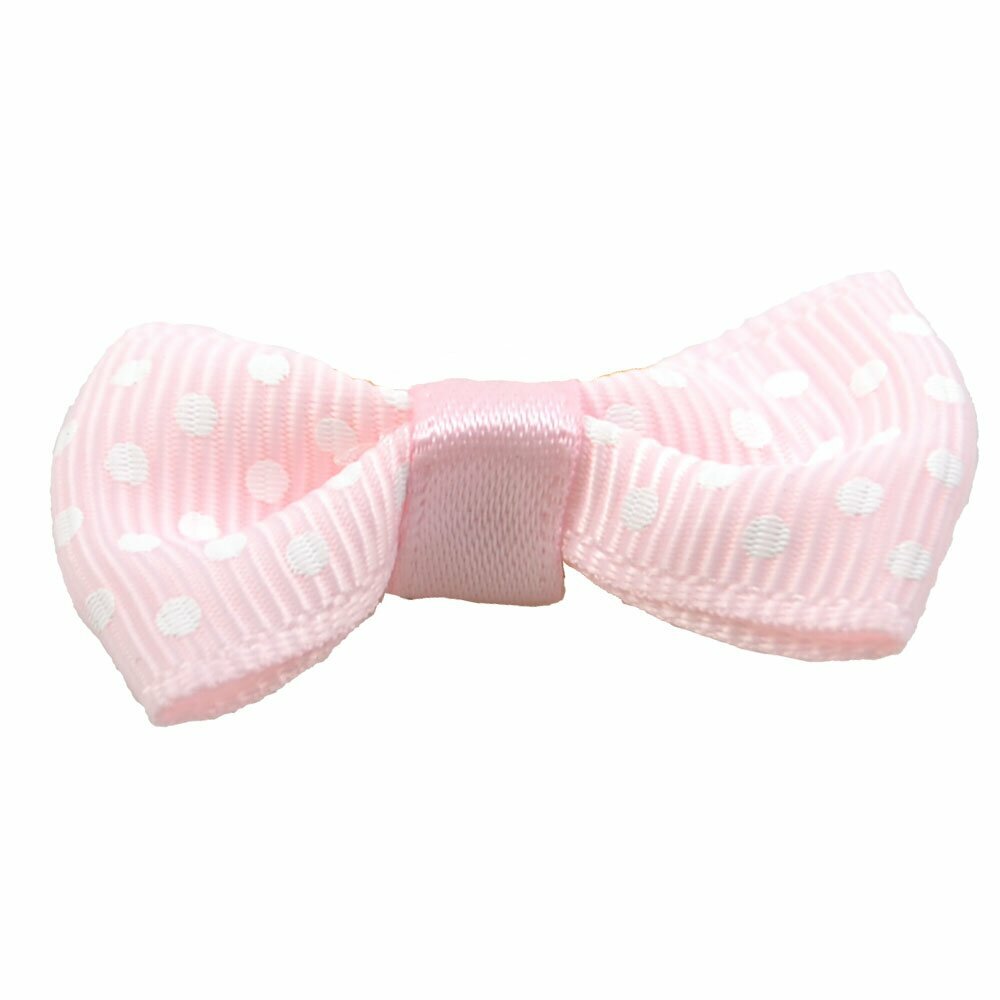 Handmade dog bow light pink with polka dots by GogiPet