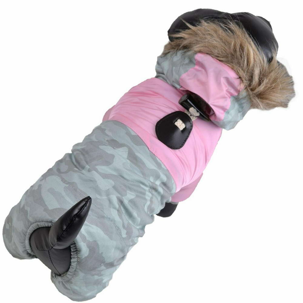 Warm pink camouflage dog coat for the winter