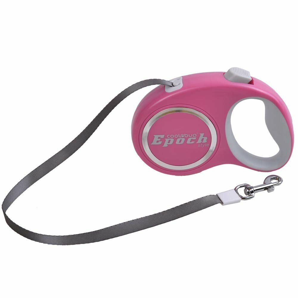Flexi dog leash Pink with reflective stripes