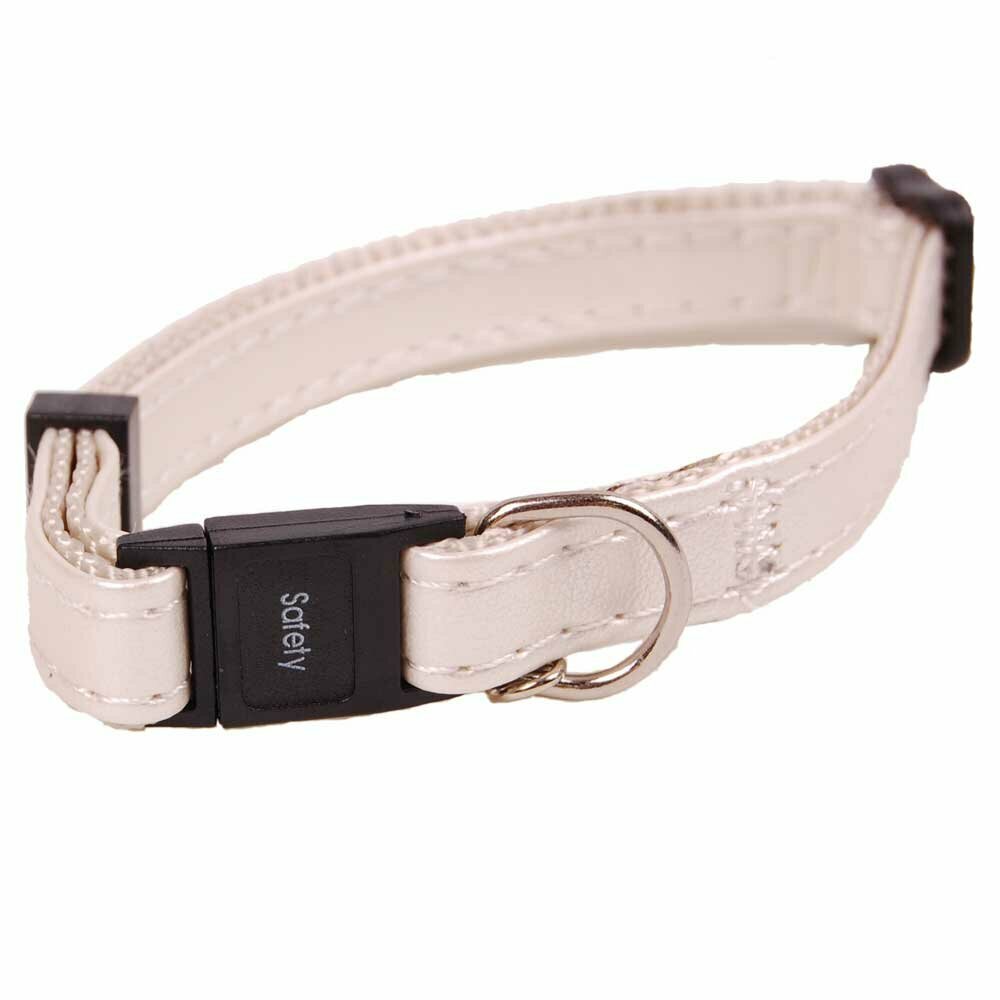 Silver-colored cat collar with safety lock