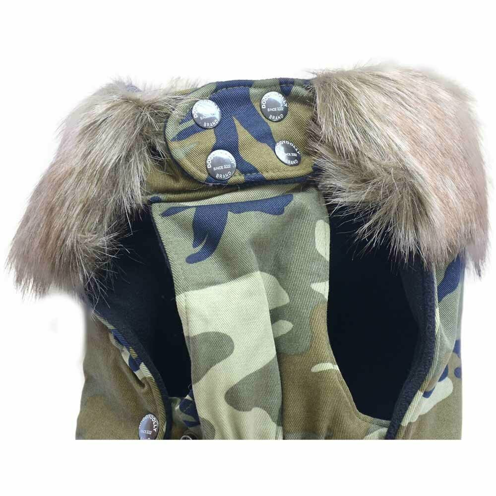 Camouflage dog coat for the winter of DoggyDolly W061 - rear view