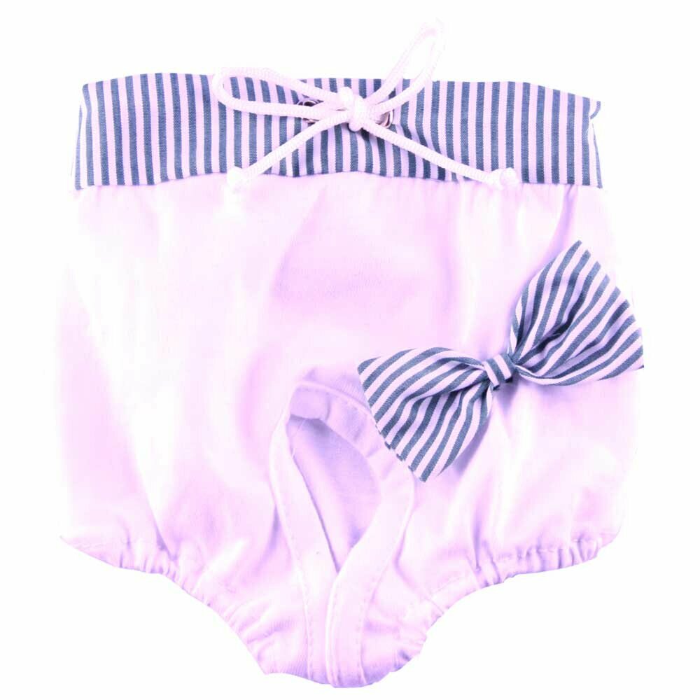 Dog sanitary panty green striped with bow