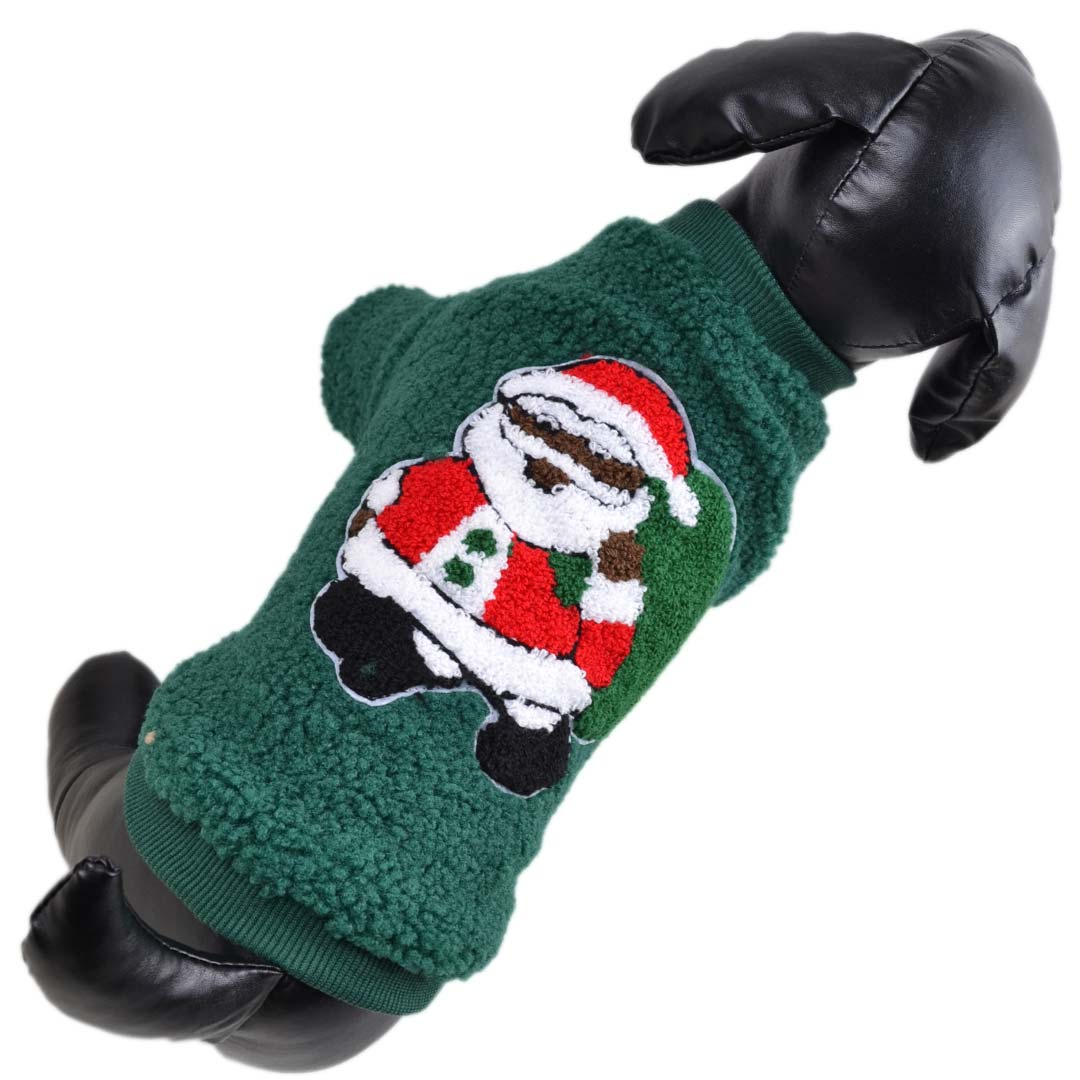 Father Christmas Dog Pullover - Green Father Christmas Sweater