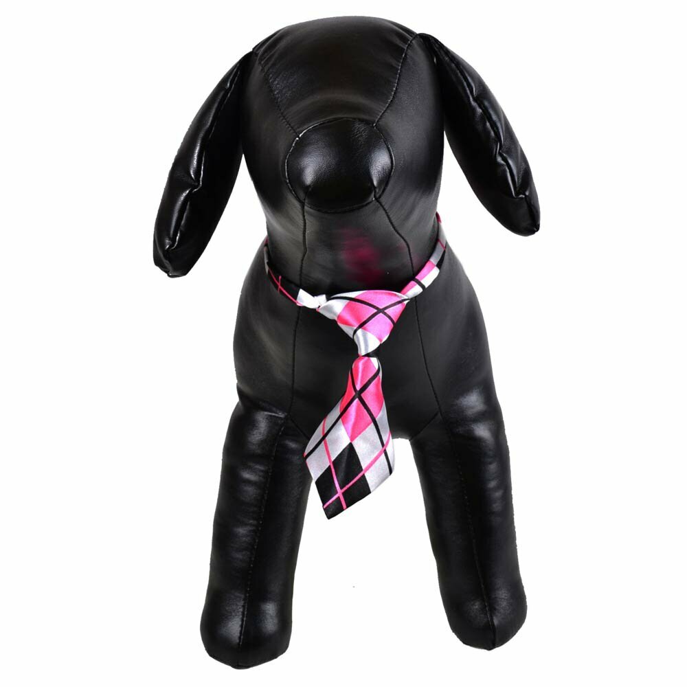 Necktie for dogs black, white, pink, checkered