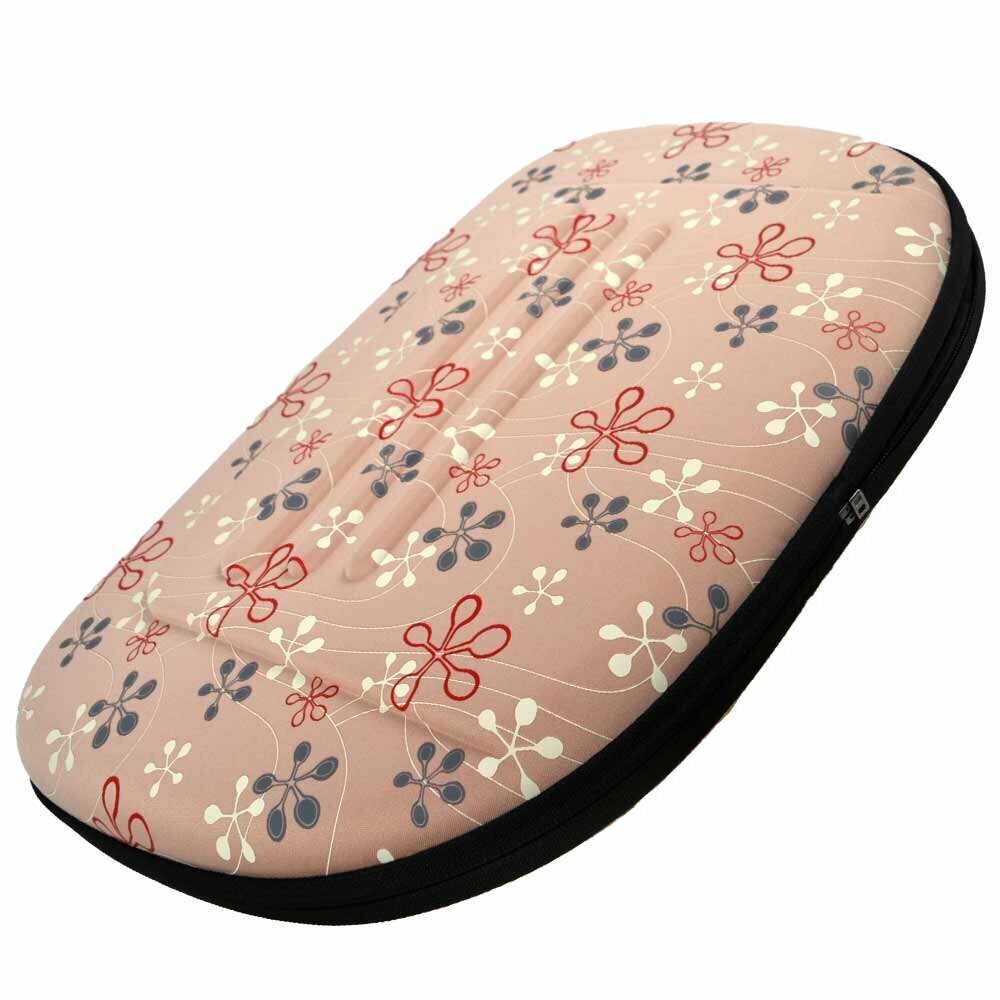 Hard shell dog bag brown with pink polka dots