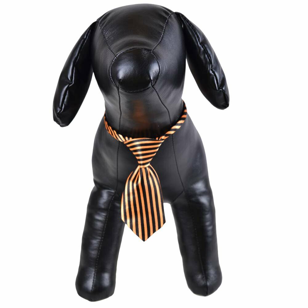 Necktie for dogs black, orange striped