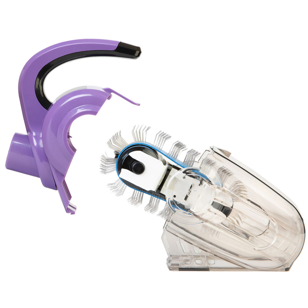 Electric dog brush and de-furring machine - DP Auto Dog Brush Petite Purple - completely dismountable and easy to clean.