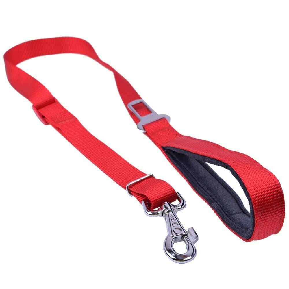 GogiPet ® 2 in 1 dog leash and car belt red