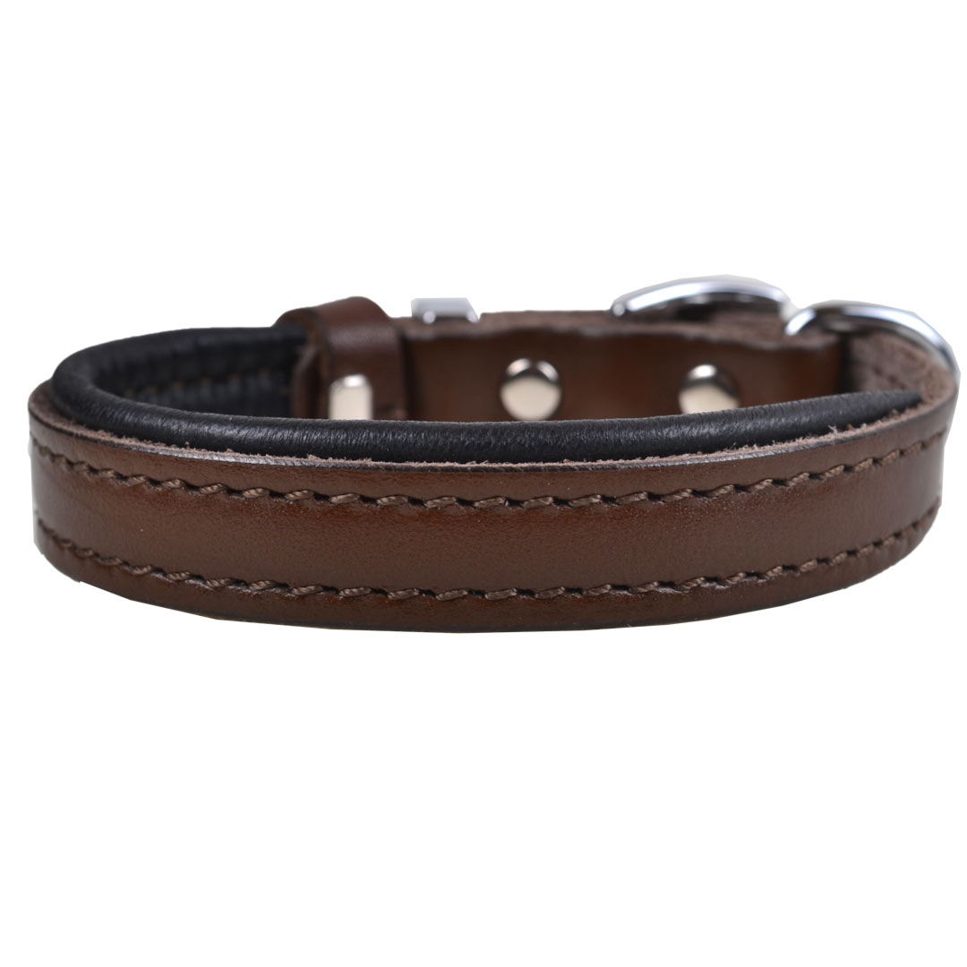 Real leather dog collar brown from GogiPet