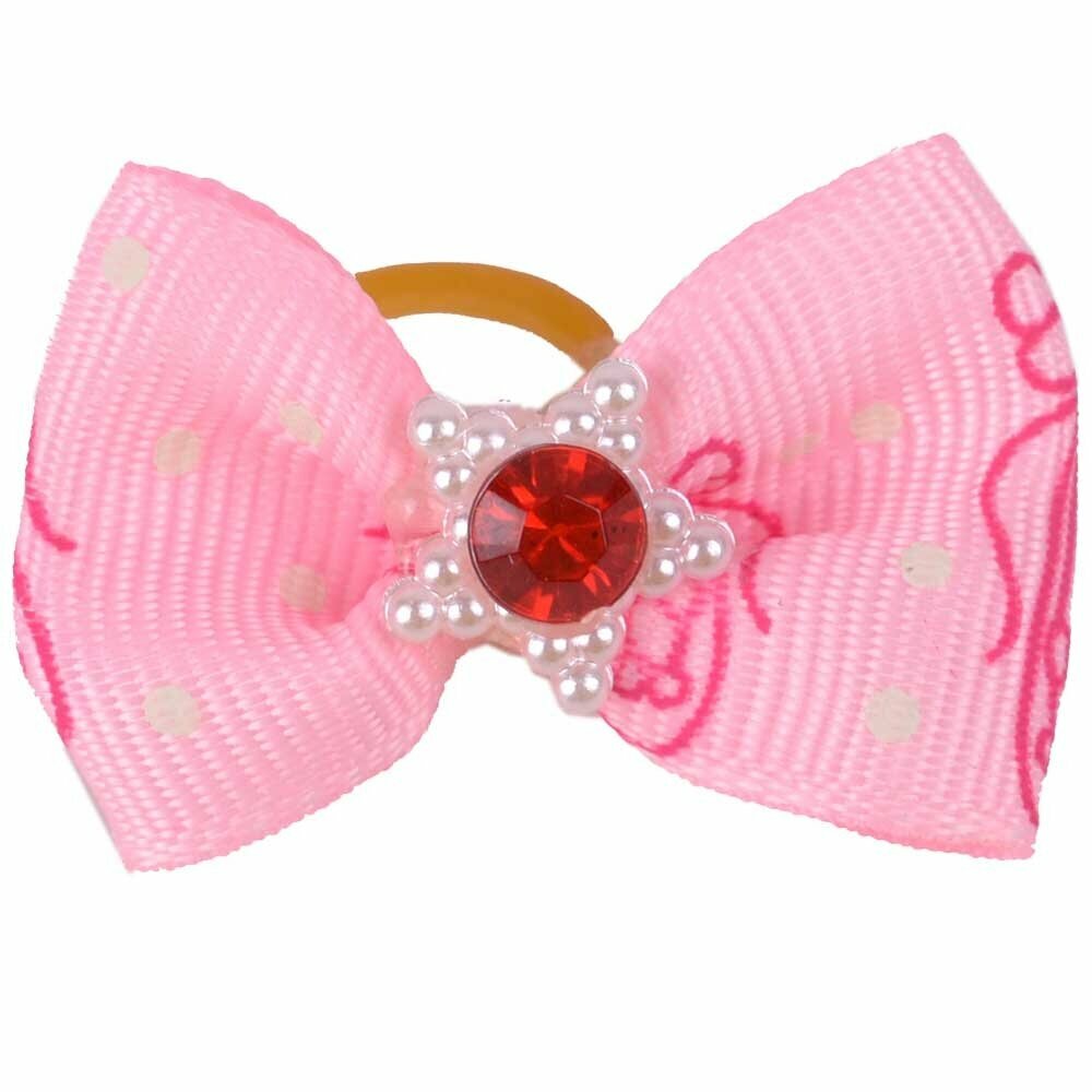 Handmade dog hair bow pink with butterflies by GogiPet®