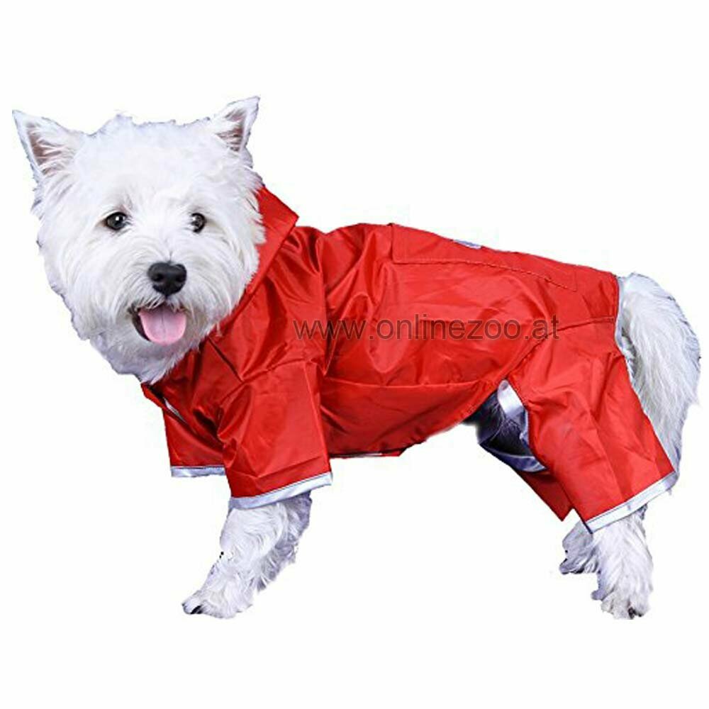 raincoat for dogs of DoggyDolly - red dog raincoat with 4 legs